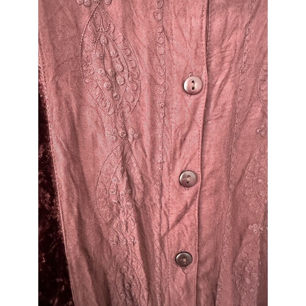Soft Surroundings Top L Embroidered Velvet Detail Lace Trim Shirt Tunic - Picture 2 of 8